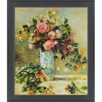 La Pastiche Roses and Jasmine in a Delft Vase with Gallery Black, 24" x 28"