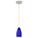 Besa Lighting - Besa Lighting 1XT-719886-SN Karli - One Light Cord Pendant with Flat Canopy - The Karli features a softly radiused glass, that wKarli One Light Cord Bronze Blue Cloud Gl *UL Approved: YES Energy Star Qualified: n/a ADA Certified: n/a  *Number of Lights: Lamp: 1-*Wattage:50w GY6.35 Bi-pin bulb(s) *Bulb Included:Yes *Bulb Type:GY6.35 Bi-pin *Finish Type:Bronze