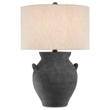 Anza 1-Light Table Lamp in Black Ash with Satin Black