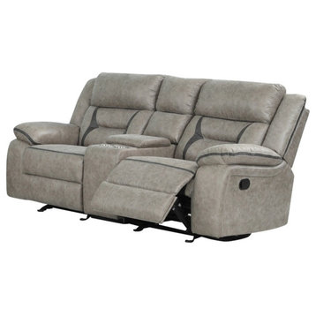 Denali Faux Leather Upholstered Loveseat Made With Wood Finished in Gray