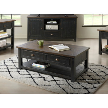 Monterey 50-inch Coffee Table, Two-Tone Black and Brown