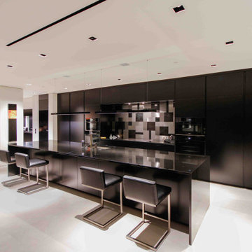 Georgina Avenue Santa Monica modern home open plan all black kitchen