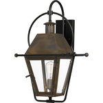 Quoizel - Quoizel RO8418IZ One Light Outdoor Wall Lantern, Industrial Bronze Finish - From the Charleston Copper and Brass Lantern Collection, the Rue De Royal offers the historic look of gas lighting without the hassle of a propane feed. It is all electric and features a hand-riveted solid copper or brass frame, combining the romantic charm of an antique lantern with the modern convenience of energy efficiency. Bulbs Not Included, Number of Bulbs: 1, Max Wattage: 150.00, Bulb Type: E26, Power Source: Hardwired
