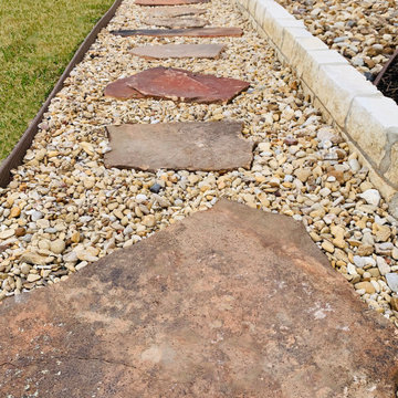 Flagstone Stepping Stones with River Rock