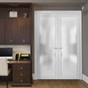 Planum 2102 Interior Double Door White Silk With Glass, 60"x80", Right Hand