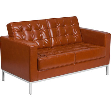 Hercules Lacey Series Contemporary Cognac Leather Loveseat