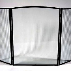 Reeded Fireplace Screen - Stained Glass Panels