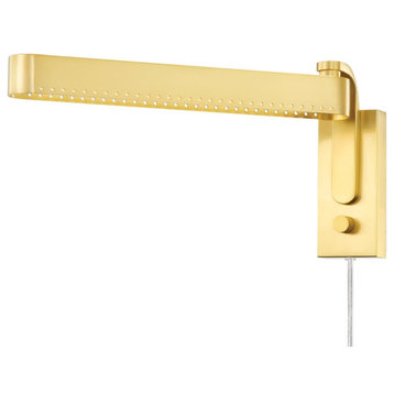Mitzi HL563203 Julissa 14"W LED Swing Arm Picture Light - Aged Brass