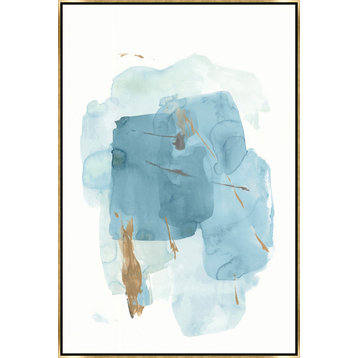 30x45 Aquarela Azul III, Framed Artwork, Gold
