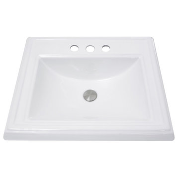 Nantucket Sinks 23" Rectangular Drop-In Ceramic Vanity Sink, Di-2418-R4