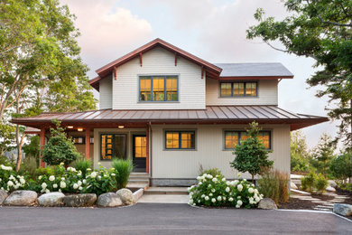 Example of a beach style exterior home design in Portland Maine