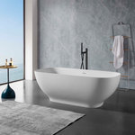 Clovis - Clovis Solid Surface Freestanding Bathtub, 67"x29.5"x22" - Presents to you a neo-modern style freestanding solid surface bathtub. It breaks the conventional style of the general bathtub design, adding a soft curvature to the square shape. Enhance your home's contemporary decorum, while you smoothly recline into the cozy embrace of a Clovis's freestanding bathtub. Highly acclaimed for its clean and contemporary yet minimalist shape, this tub will be made the focal point in any type of bathrooms. This bathtub is as pleasing to the eye as it is to soak in. An irreplaceable choice for those who are seeking for a bathtub that goes well with any type of bathroom with a neo-modern design featuring rule-breaking points.
