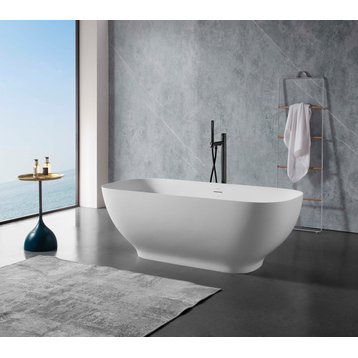 Clovis Solid Surface Freestanding Bathtub, 67"x29.5"x22"
