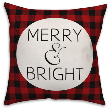 Merry & Bright Red Plaid 18"x18" Throw Pillow