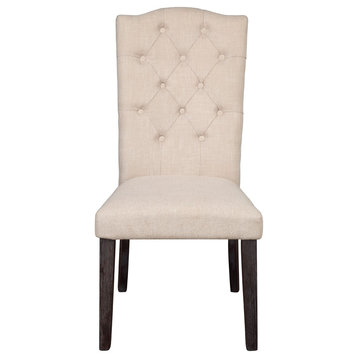 ACME Gerardo Side Chair (Set-2), Beige Linen and Weathered Espresso