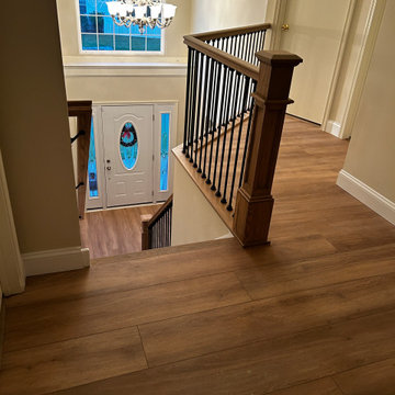 Red Oak Staircase Remodel with Custom Handrails - Bensalem PA
