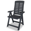 vidaXL 2x Reclining Patio Chairs Plastic Anthracite Garden Dining Chair Garden