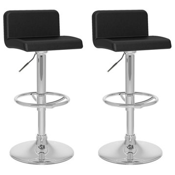 Catania 32.5" Faux Leather & Steel Bar Stool in Soft Black (Set of 2)