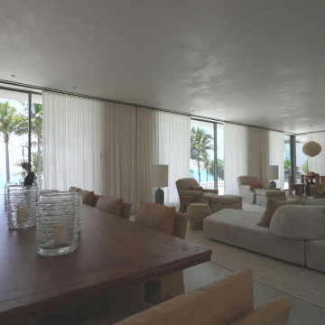 Living Room, Palladiom Shades and Imported Sheers - Oceanfront Estate, Fort Laud