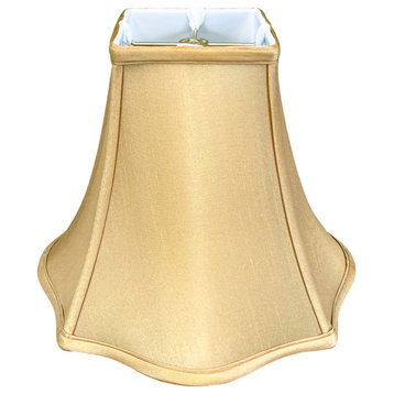 Royal Designs Flare Bottom Outside Square Bell Lamp Shade, Antique Gold, 4x10x8