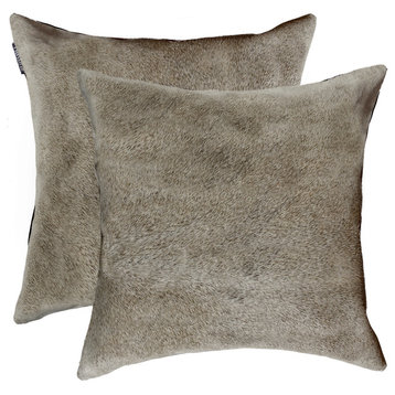 18"x18" Torino Cowhide Pillows, Set of 2, Gray