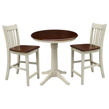30 Round Pedestal Gathering Height Table With 2 San Remo Counter Height Stools