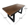 GDF Studio Ishtar Outdoor Faux Live Edge Teak Lightweight Concrete Dining Table