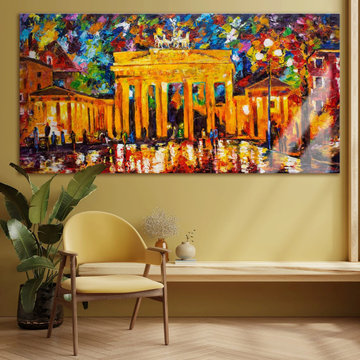 Framed colorful cityscape wall art "Brandenburg Gate"