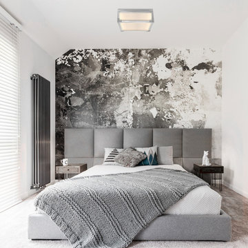 Blair 2-Light Flush Mount Ceiling Light, Brushed Steel, Chrome Accents, Frosted
