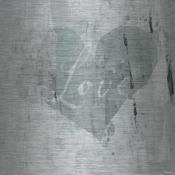 "Green Heart Love" Painting Print on Brushed Aluminum, 32"x32"