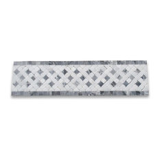 3.25x12 Inca Sky Marble Mosaic Border Listello Tile Tumbled