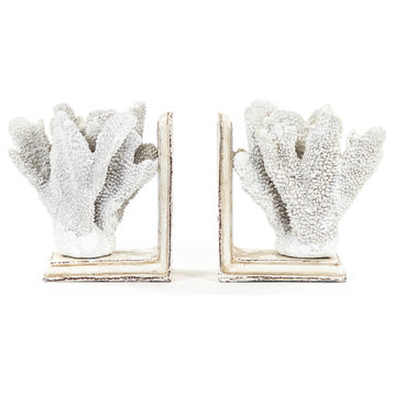 White Coral Bookends, Set of 2
