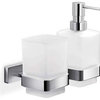 Lea A1910D Chrome Double Holder with Frosted Glass Tumbler and Dispenser