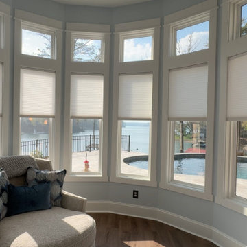 Motorized Cellular shades Lake Norman home in Mooresville NC