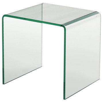 Pemberly Row 18" Glass End Table with Rounded Edges in Clear