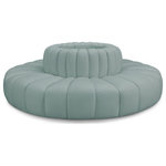 Meridian Furniture - Arc Upholstered Outward Curved Modular Sectional, Green, 8-Piece: 8 Reverse Corner, Vegan Leather - Unleash modern opulence with the Arc Vegan Leather 8pc. Sectional. Crafted for the modern connoisseur, this Sectional injects an air of refined luxury into any space. Its sleek silhouette, upholstered in supple mint green vegan leather, exudes timeless sophistication while the deep channel tufting adds textural intrigue, further elevating the chair's visual appeal. The modular design makes it a versatile chameleon, effortlessly adapting to your evolving needs and preferences. Whether you envision it gracing a chic living room corner, basking in the glow of a bedroom window, or adding a touch of drama to a home office, the Arc seamlessly complements your unique interior aesthetic.