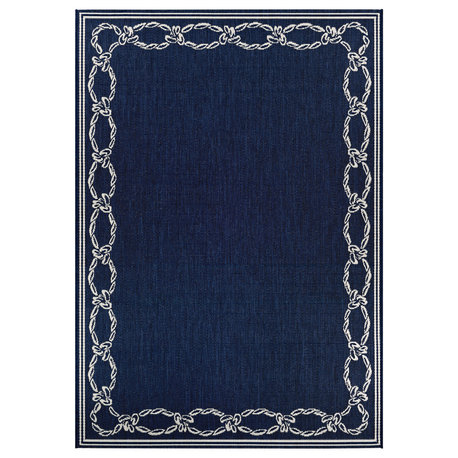 Recife Rope Knot Ivory-Indigo Indoor/Outdoor Area Rug, 5'10"x9'2"