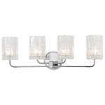 Hudson Valley Lighting - Dexter 4 Light Bathroom Vanity Light, Polished Chrome - Dexter's divinity is in the details. Its glass diffusers are uniquely chiseled and stacked, making the light source appear to be glowing from within a mysterious crystal. While the smooth backplate and arms seem a complete contrast, the stepped band and perimeter tie it all together.