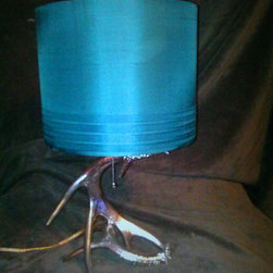 silver antler lamps with teal shades (real antlers) - Products