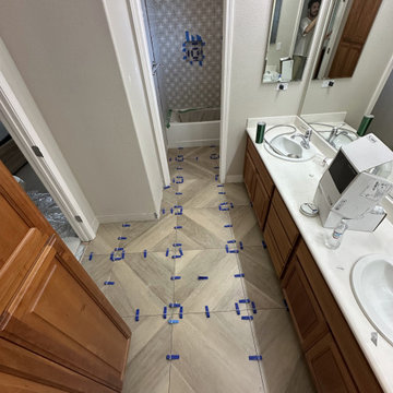 Patterned 12x12 Tile Bathroom Remodel — Rocklin, CA