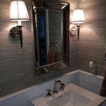 Grass cloth Powder Room