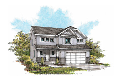 Inspiration for a craftsman two-story stucco exterior home remodel in Salt Lake City