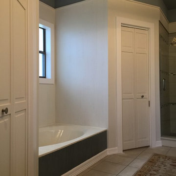 Coastal Farmhouse. I think I officially live for re-doing 80's master bathrooms.