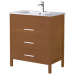 Inolav - Bathroom Vanity Morris 30" with Porcelain Sink Top, Chestnut - Please see secondary image for accurate product color.