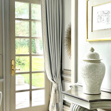 Drapery Panels with Hand Sewn Pleats, Lined and Interlined, & Banding Trim. Mou