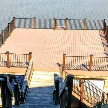 Composite deck, posts, aluminum rails