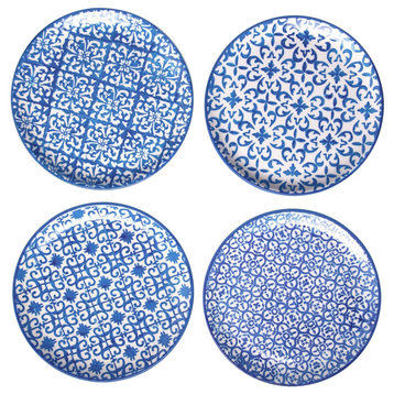 Ojai Blue Mixed Pattern Salad/Sessert Plates, Assorted, Set of 4