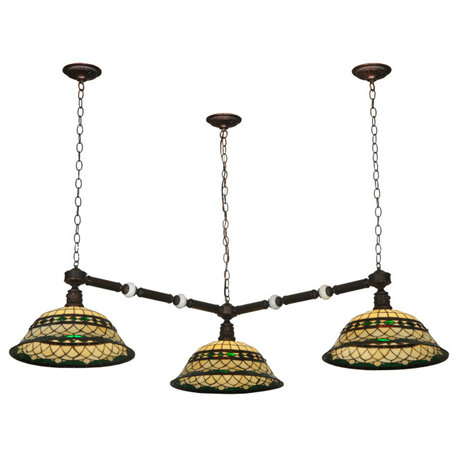 Meyda Tiffany 128708 45"W Tiffany Roman 3 Light Corner Pendant - Beige Green