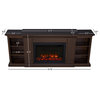 Bowery Hill Solid Wood Slim Media Electric Fireplace in Dark Walnut