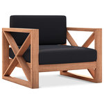 Meridian Furniture - Anguilla Waterproof Fabric Upholstered Outdoor Chair, Black - Bring home this Anguilla teak outdoor accent chair to complete the look of your outdoor entertaining area. This resort like accent chair is stylish and comfortable, making it perfect for entertaining or peacefully relaxing in the comfort of nature. Made from teak with a natural finish and black water resistant fabric, this chair is resistant to rot and pests, so it weathers the outdoors with ease. Pair the chair with more Anguilla items for a casual and serene look outside.